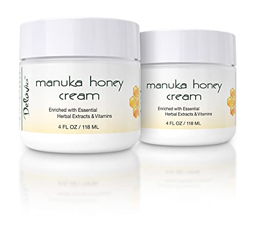 Manuka Honey Cream for Face and Body, Certified Active 16+, Organic Aloe Vera, Helps Relieve Dry Skin, Eczema and Psoriasis by Deluvia Skincare (2 Pack)