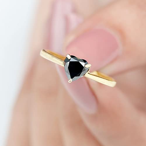 Certified Lab Grown Black Diamond 6mm Heart Promise Ring, AAAA Quality, Pre Engagement Ring (Ideal for Gift)3