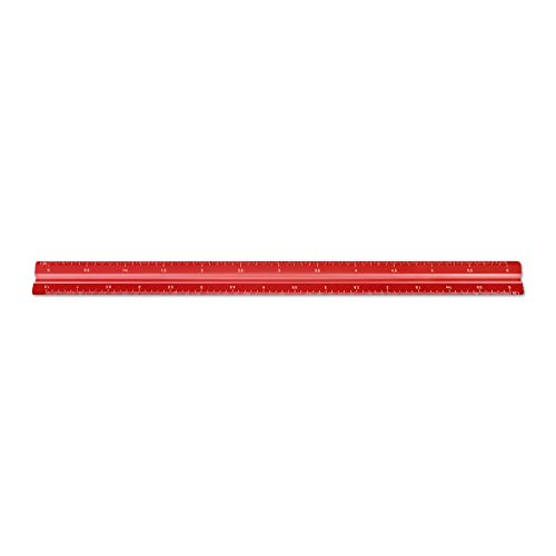 Image of Alumicolor Aluminum Mechanical Metric Solid Drafting Scale, 30 Centimeter, Red