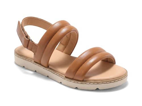 Image of Coutgo Girls Sandals Comfort Open Toe Flat Sandal Summer Dress Shoes with Adjustable Back Strap