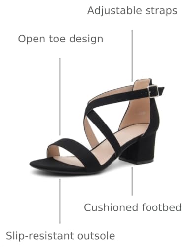 Image of Shoe Land SL-LESSA Women's Low Heels Open Toe Dress Heeled Sandals Cross Ankle Strap Chunky Block Short Heel Pumps Shoes for Office Prom Wedding Party