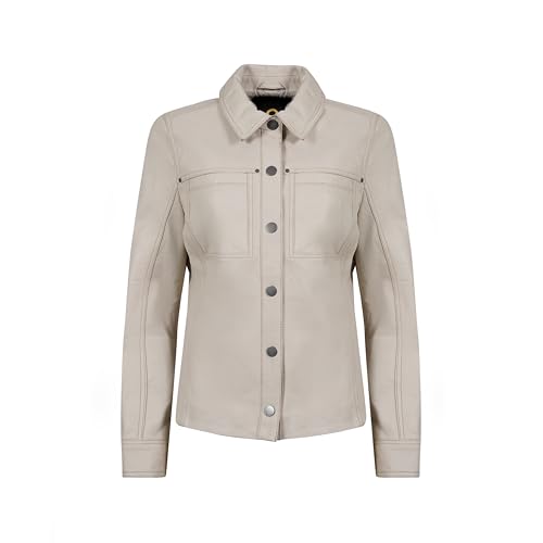 Rauly Womens Button Front Lambskin Leather Blazer Women - Casual Coat Long Sleeves Suit Style Leather Jacket for Women