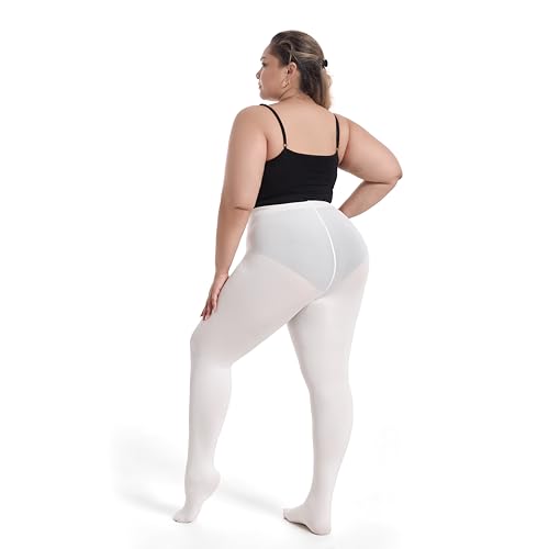 Image of Frola Plus Size Fleece Lined Tights Women Winter Warm Thermal Tights, 11+ Colors High Waisted Opaque Pantyhose