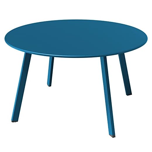 Grand patio Coffee Table Side Table Round End Table for Outdoor 70CM X 70 CM Lightweight Beside Table for Garden Terrace Living Room Office Outdoor Indoor Balcony -Peacock Blue