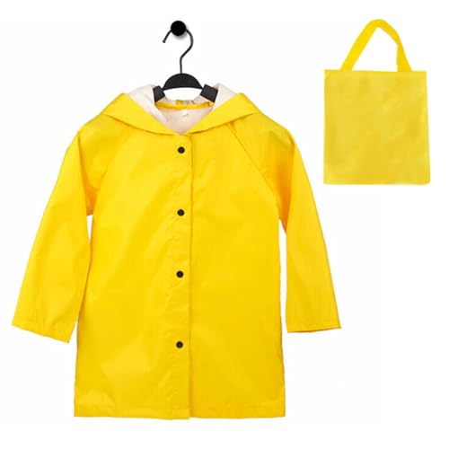 Yellow Rain Jacket Raincoat Kids - Children Lightweight Button Down Hoodie Rain Coat for Girls Boys Toddlers3