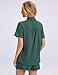 Rapbin Women 2 Piece Workout Linen Sets Two Piece Business Button Down Short Sleeve Shirts Sets Fashion Going Out Outfits Dark green L