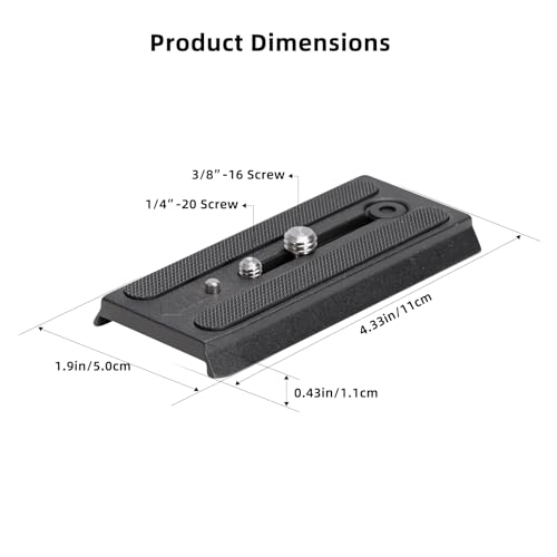 Sliding Quick Release Plate, Cayer QR120 Universal QR Plate Replacement with 1/4 inch and 3/8 inch Mounting Screws for Q3 Fluid Head, Camera Mount, DLSR Video Camcorder Tripod Monopod