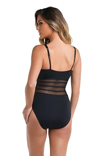 La Blanca Women's Island Goddess Mesh Over The Shoulder One Piece Swimsuit2