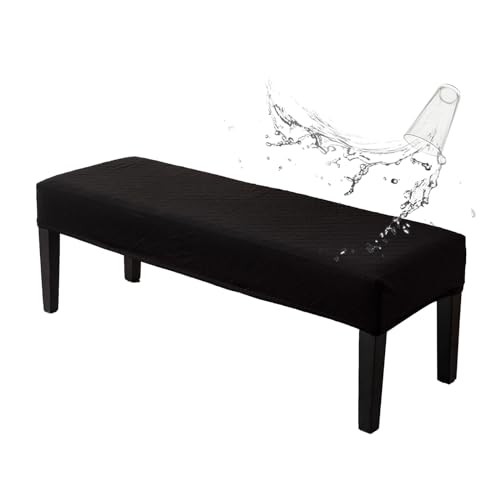 Genina Stretch Dining Bench Covers Waterproof Stretch Jacquard Bench Seat Protector Cover Rectangular Bench Cover for bedrooms Living Rooms Kitchens Removable Washable