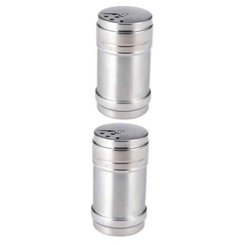CIYODO 2 Pcs Seasoning Canister Salt Pepper Shaker Stainless Steel Rotating Spice Dispenser for Salt Pepper Sugar Kitchen Castor