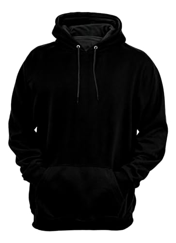 Moletom Liso Blusa de Frio Moletom Masculino Feminino Abrigo Canguru com Capuz Unissex (BR, Alfa, P, Regular, Regular, Preto)