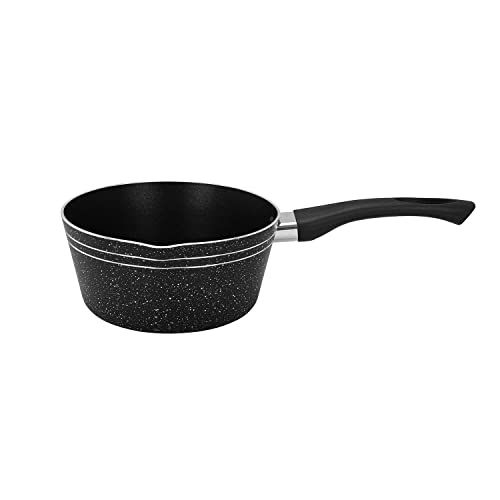 Royalford Milk Pan 14 CM Multipurpose Saucepan - Non-Stick Coating Soup Pot Milk Pan, Easy to Clean, Induction Sauce Pot with Pour Spout, Black