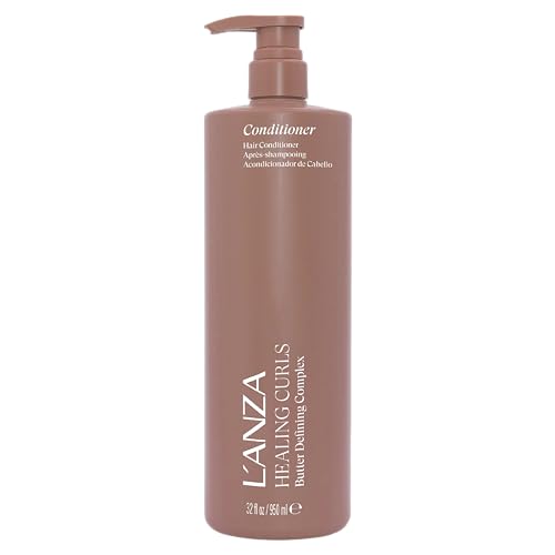 LANZA Healing Curls Conditioner For Curly Textured Hair Vegan Moisturizing Anti-Frizz Detangles Dry Damaged Hair Anti-Humidity Softens Enhances Elasticity Color Safe Sulfate Free (32 Fl Oz)