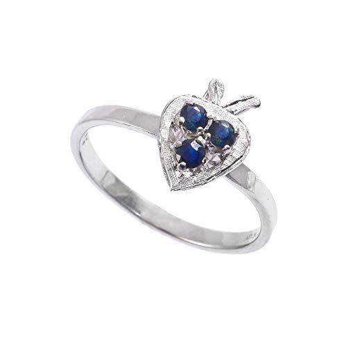 Bague de fiançailles en bleu saphir naturel et argent 925, anneau astrologique taille 59.25