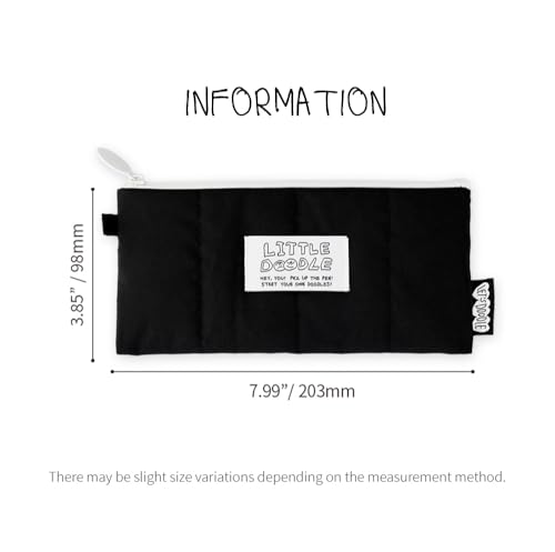 Image of Monolike Little Doodle Cushion Pencil Case, Black - Pencil Pouch, Portable Pencil Bag, Pencil Case, Office Pouch case, Cushion, Soft, achromatic color