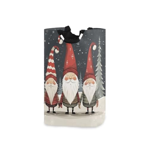 Jihqo Laundry Hamper Basket Christmas Tree Gnomes Collapsible Nursery Storage Bin Waterproof Clothing Baskets for Home Bedroom Bathroom Washing Room