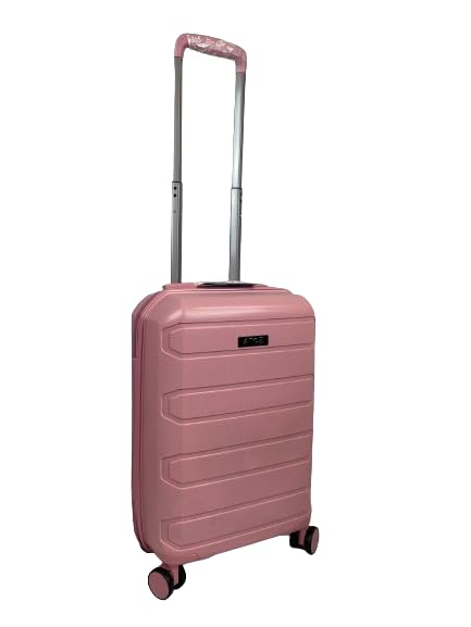 Hampton & StewartPP Luggage Hard Shell Cabin Suitcase 8 Wheel Travel-Trolley Lightweight Case (Pink, Small 20")