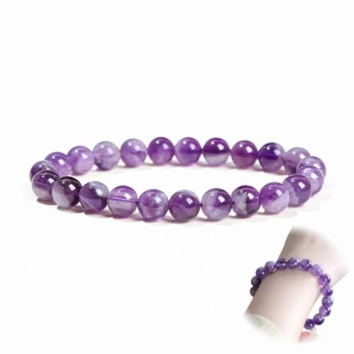 Biglumin 6MM Amethyst armband künstliches Amethystnquarz schmuck Edelsteinarmband Glücksarmband Perlenarmband Bracelet Perlen Modeschmuck Für Beste Freundin,Verwandten,Kollegen,Vecinn schenken., Eine