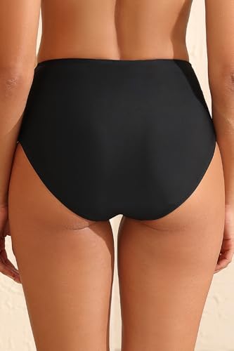 Tempt Me Women High Waisted Bikini Bottom - Tummy Control Swimsuit Full Coverage Bathing Suit Side Mesh Swim Bottom 20253