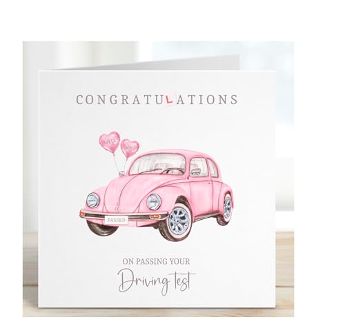 Congratulations Driving Test Card pink New Card Driving Exam Well Done Passing Exam Card Blank Inside with Envelope Driving Test Card