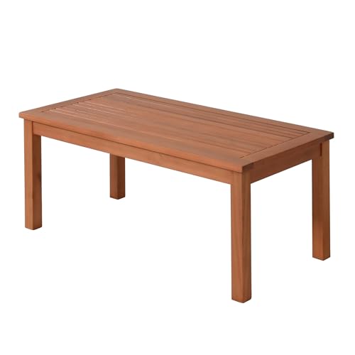 Spetebo Beistelltisch aus Eukalyptus Holz - 90 x 44 cm - Gartentisch aus 100% FSC Massivholz geölt - Balkontisch Holztisch Loungetisch aus Holz rechteckig massiv