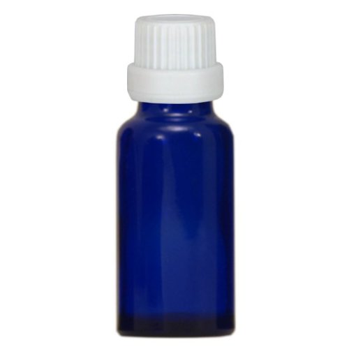 100x Apothekenfläschchen 20ml aus Blauglas mit weissem Schraubverschluss mit Globuligiessring für Globuligröße HAB 1-3