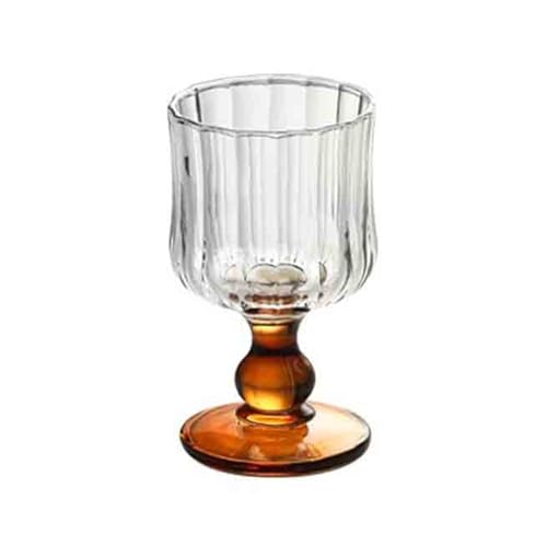 FZL02068LM Tazas de vidrio Copas de cristal acanalado vintage, vasos 177 ml (6 oz) color ámbar con pie, cristalería grabada Cristalería