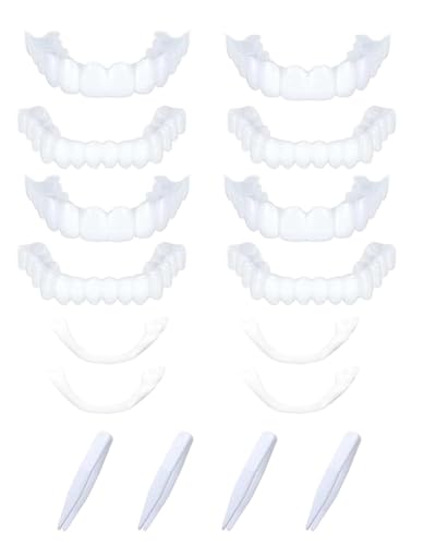 Yotlein 4 Piezas Dientes Postizos Temporales, Carillas Dentales, Dentaduras Superior e Inferior Instantáneas, Dentadura Postiza Perfecta, Hombres, Mujeres, para Rellenar los Espacios Entre los