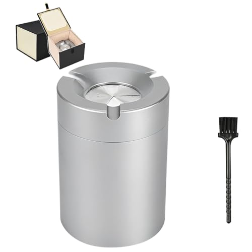 Cendrier à verrouillage rotatif à 360° en acier inoxydable, cendrier de voiture en acier inoxydable, anti-odeurs et avec porte-cigarette, cendriers rotatifs hermétiques (Car Style)