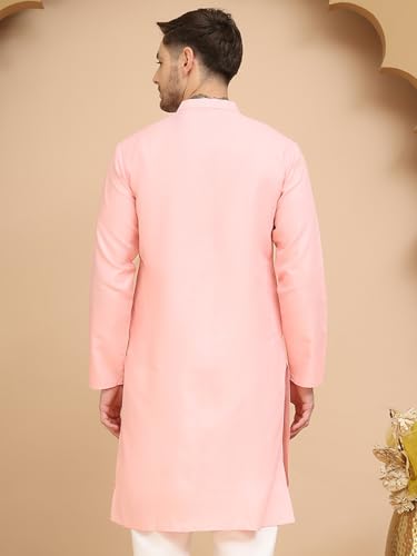 Image of Amazon Brand - Tavasya Men Casual Collared Festive Kurta | Cotton Blend | Solid | Knee Length | Regular Fit (Available in Plus+ Sizes)