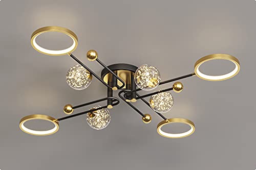 Lustre Sputnik pour plafond bas, plafonnier moderne noir et or sans zone d'ombre