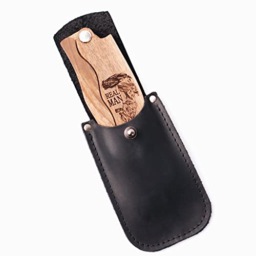 Wooden Beard Comb For Men Folding Pocket Comb For Moustache Beard & Hair Walnut Combs With The Engraving (Leather Case) #TOP27