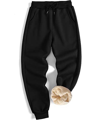 Gxamoy Men's Fleece Thick Warm Sweatpants Thermal Winter Pants Sherpa Lined Jogger Pantsblack(907) M #TOP18