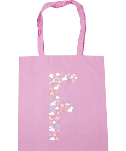 Image of Hippowarehouse Unicorn letter F Tote Shopping Gym Beach Bag 42cm x38cm, 10 litres