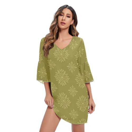 Robe en mousseline de soie douce d'une qualité d'exception col en V féminin