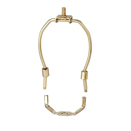 B&P Lamp® Tiny 5 Inch Lamp Shade Harp Holder for Table and Floor Lamps, Brass Plated Steel Finish