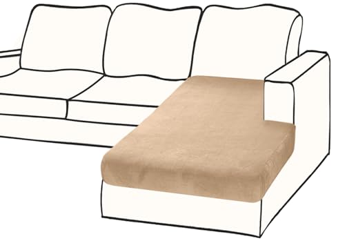 BT.WA Couch Cover 1 Piece Chaise Lounge Cover Velvet Sectional Couch Cushion Covers Separate L Shape Sofa Slipcovers Furniture Protector for Dogs Pets (Chaise or Sofa 3-Seater, Camel)