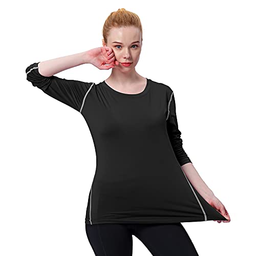 image for WANAYOU Women's Compression Shirt Dry Fit Long Sleeve Running Athletic