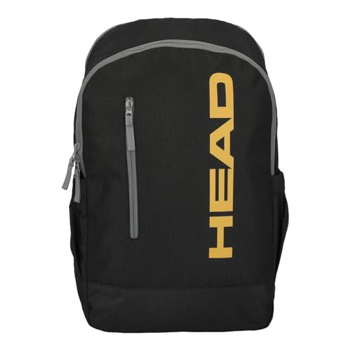 HEAD - Mochila Edge Negra con Detalles Dorados, Compartimentos para Palas y Portátil, Asas Acolchadas y Diseño Elegante