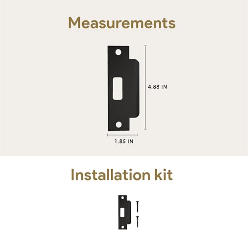 Image of Mega Handles T-Strike Door Plate - Durable Door Strike Plate, Black Strike Plates for Interior Doors