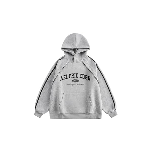 Aelfric Eden Oversized Hoodie Vintage Letter Print Sweatshirt Novelty Hooded Pullover With Pocket