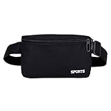 heavKin Men's Women‘s Fashion Simple Casual Sports Fitness Waist Pack-Canvas Fanny Pack Travel Waist Bag Riding Backpack Adjustable Belt (Black, 14X21X2CM)