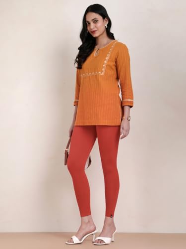 Image of TWIN BIRDS Tailored Cut & Classic Fit Stretchable Viscose Elasthane Fabric Ankle Length Leggings for Women