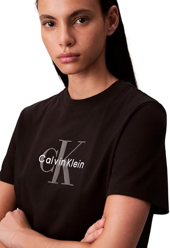 Calvin Klein Damen T-Shirt Kurzarm Hero Classic Monologo Tee mit Rundhalsausschnitt, Schwarz (Black), 3XS – Ansicht 3