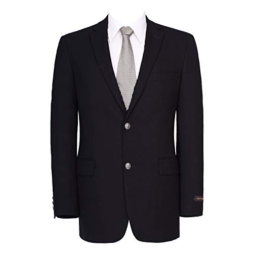 Pio Lorenzo Men's Sport Coat Classic Fit Suit Jacket 2 Button Business Blazer Black