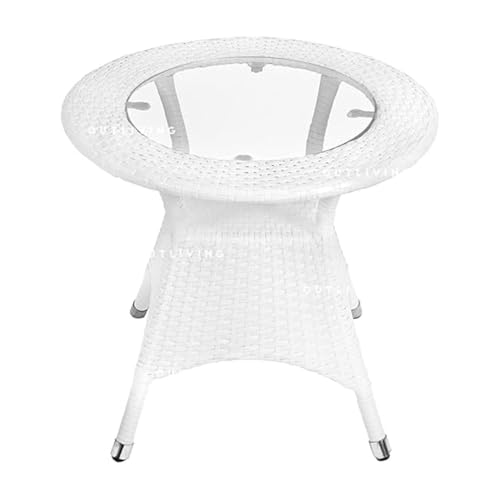Image of Furniture D-12 Wicker Patio Furniture Sets for Garden Balcony Outdoor Coffee Chair Table Set | Cushion | Powder Coated | UV Protected | Conversation Set |Chairs 2CHAIR 1TABLE Set(White)