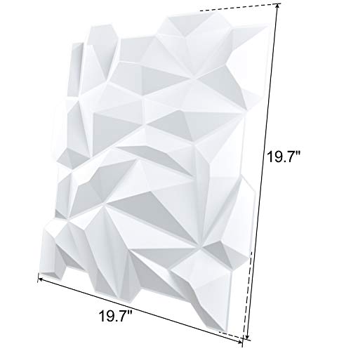 Image of Art3d PVC 3D Diamond Wall Panel Jagged Matching-Matt White, for Residential and Commercial Interior Decor