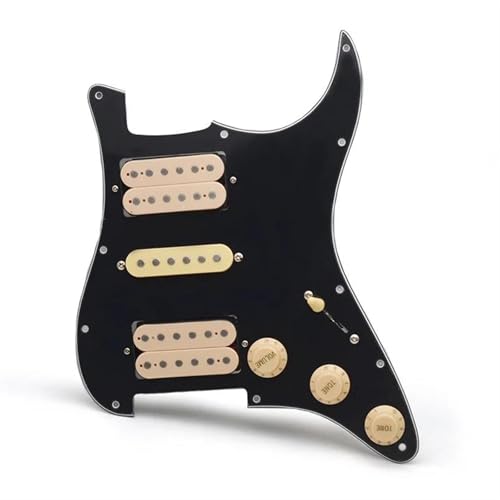 ワイヤリングピックアップキット HSH ST スタイル エレキギター ピックガード ピックアップ用配線済みスクラッチプレート アセンブリ(Black C)