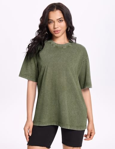 PEHMEA 3 Pcs Women's Oversized T-Shirts Cotton Short Sleeve Vintage Washed Baggy Boyfriend Streetwear Summer Tops2