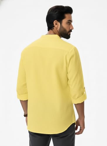 Image of Amazon Brand - INKAST Men's Cotton Blend Mandarin Collar Regular Fit Full Sleeve Casual Short Kurta
